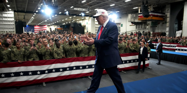 Trump rallies US military’s might, floats armed forces pay raise in address to troops in Japan